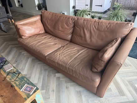 Photo of free Large and medium brown leather sofas (Lion Gate TW9) #3