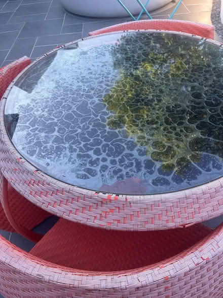 Photo of free Glass top compact garden table and chairs (Rushwick WR2) #1