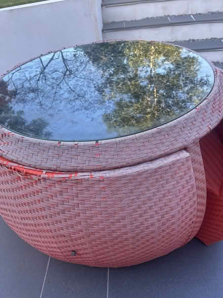 Photo of free Glass top compact garden table and chairs (Rushwick WR2) #2