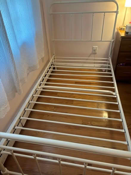 Photo of free Twin white metal bed frame (Centerville) #2