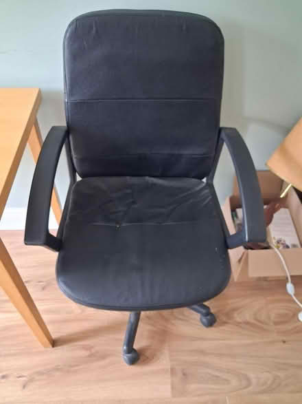 Photo of free Black faux leather office chair (weedon) #1