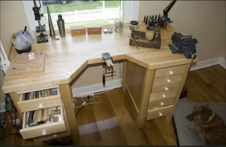 Photo of Wooden desk with drawers (Glendale, Ewing) #1