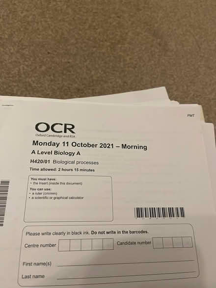 Photo of free A Level unused past papers (Leckhampton) #2