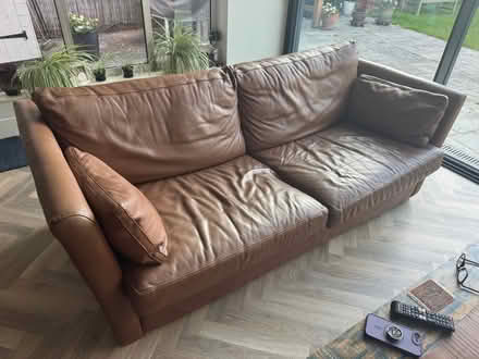 Photo of free Large and medium brown leather sofas (Lion Gate TW9) #2