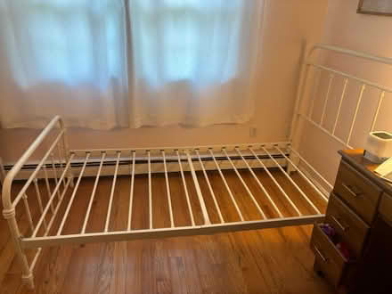 Photo of free Twin white metal bed frame (Centerville) #1
