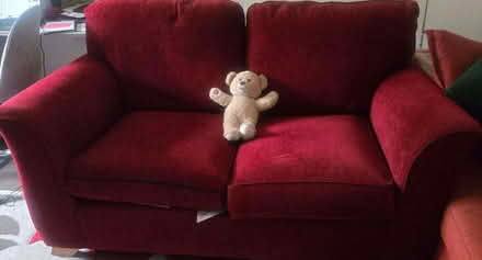 Photo of free Red sofa in good condition with fire labels (Niddrie EH16) #1