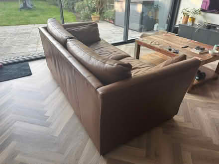 Photo of free Large and medium brown leather sofas (Lion Gate TW9) #1