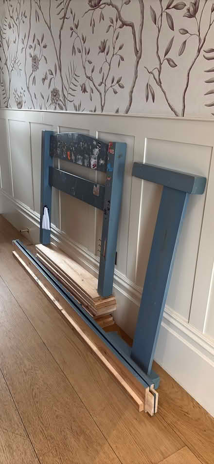 Photo of free Blue wooden, slatted single bed (Dartmouth Park NW5) #1