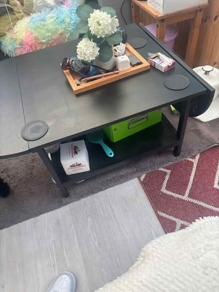Photo of free Black coffee table with side that lift up (Brierlow Bar SK17) #3