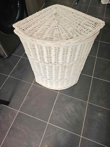 Photo of free White wicker Corner Laundry Basket (Southsea PO4) #1