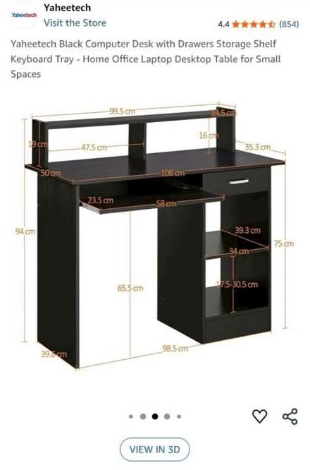 Photo of free Black computer desk w drawer (Putney SW15) #1