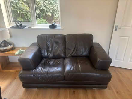 Photo of free Brown leather sofa (Ickenham, Ub108pf) #1