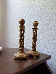 Photo of free pair of wood candlestick holders #1