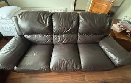 Photo of free 3 Seater Brown Leather Recliner sof (Tallaght) #1
