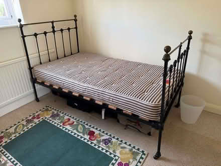 Photo of free Victorian Iron Bedstead. Wide single. 3ft 6in wide (Little Bookham KT23) #4
