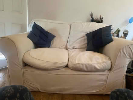 Photo of free Two seater white sofa (Niddrie EH16) #1