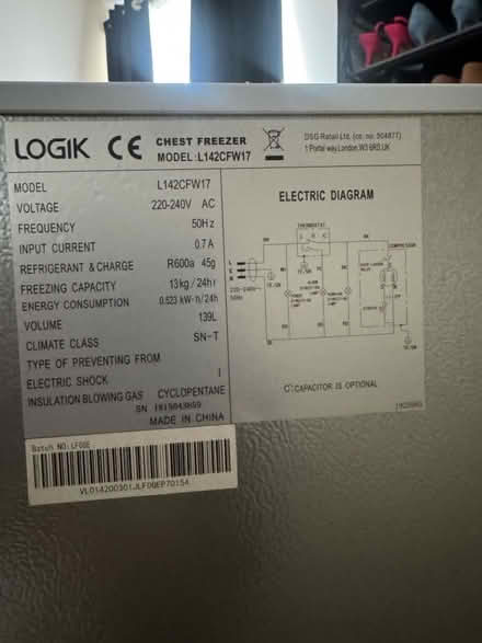 Photo of free Logik chest freezer - 139L (Wakefield WF1) #3