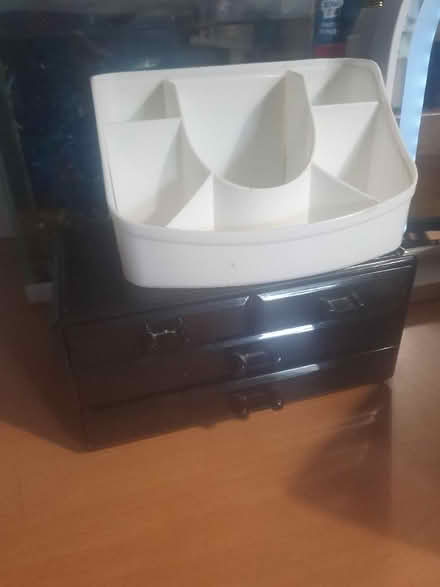 Photo of free Pen holder, small drawers, clock, shelf (Appleby-in-Westmorland CA16) #1