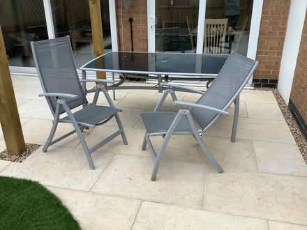 Photo of free Large garden table and six chairs (Tollerton NG12) #1