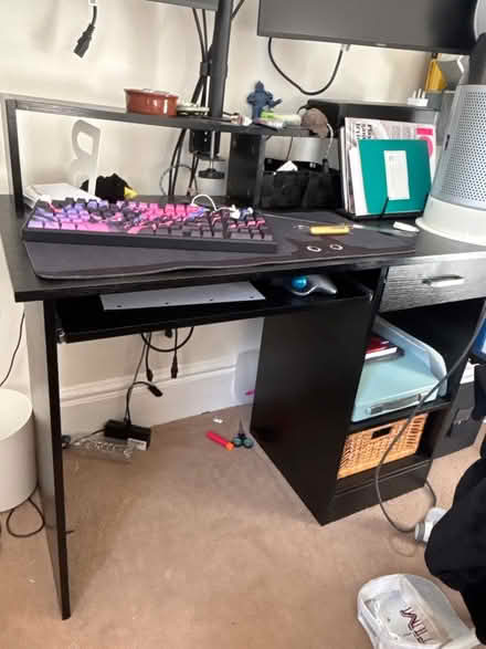 Photo of free Black computer desk w drawer (Putney SW15) #2