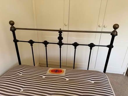 Photo of free Victorian Iron Bedstead. Wide single. 3ft 6in wide (Little Bookham KT23) #2