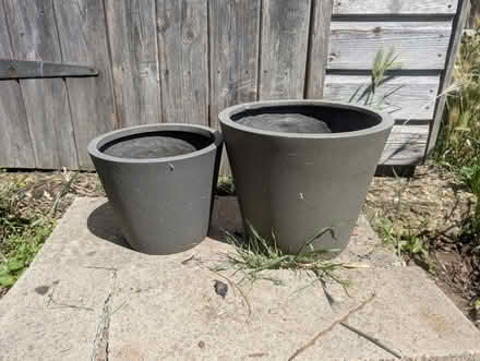 Photo of free 2 grey plant pots (Abingdon, OX14 3TD) #1