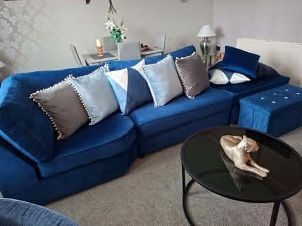 Photo of free Blue sofa with matching puffee (Milton G22) #2