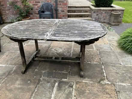 Photo of free Garden table large wooden (Garston, Liverpool) #1