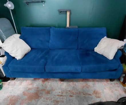 Photo of free blue suede couch (Rockaway Borough) #2