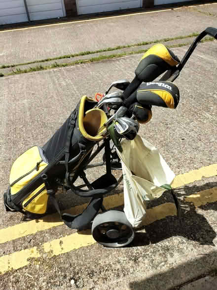 Photo of free Half set Left handed clubs plus trolley. (Walmley B76) #1