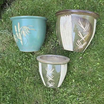Photo of free 12 Glazed Ceramic Outdoor Plant Pots (Sprowston NR6) #2