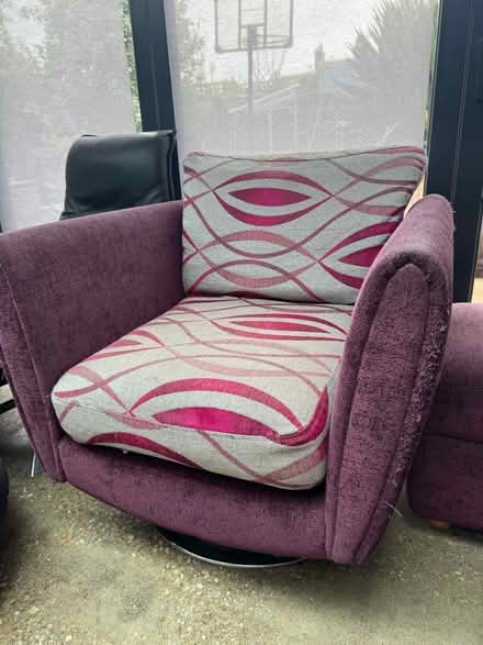 Photo of free Sofa, swivel chair, footstool,chair (Royston) #2