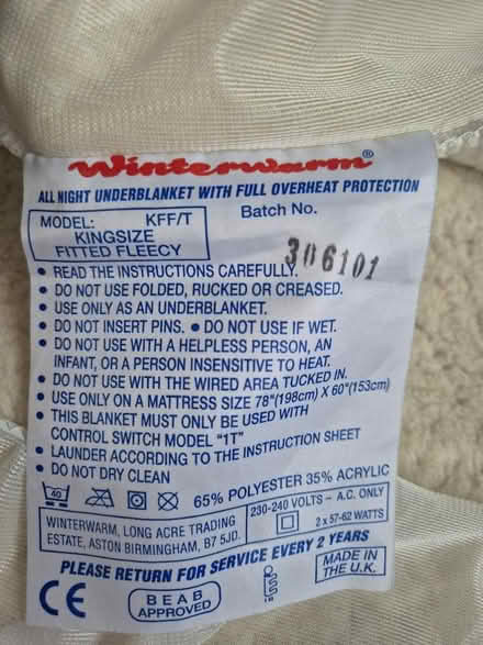 Photo of free King size fitted electric blanket (Milber TQ12) #2