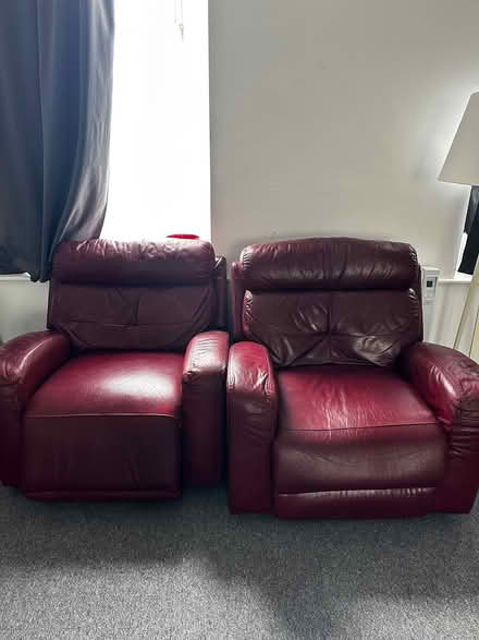 Photo of free 2 Red recliners (Portarlington Offaly) #1
