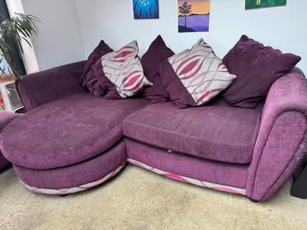 Photo of free Sofa, swivel chair, footstool,chair (Royston) #1