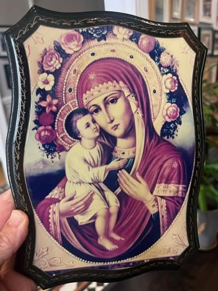 Photo of free Madonna with child on a lacquered wooden plaque (Lavender Hill SW11) #1