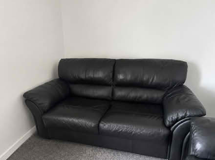 Photo of free Black leather couch x2 (L8 3TY) #1