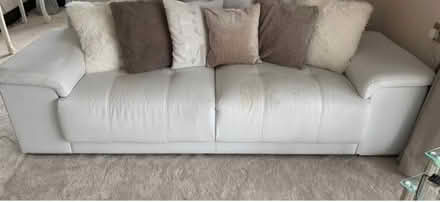 Photo of free White leather 3 seater sofa (Canvey SS8) #1