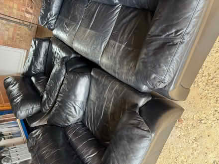 Photo of free Black Leather Sofa & Armchairs (Flamstead AL3) #1