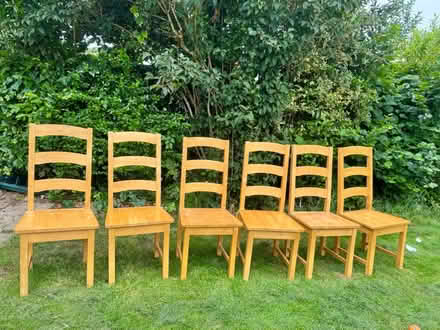 Photo of free 6 pine dining room chairs (Po215aa) #1