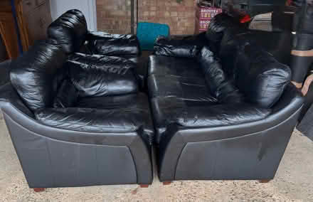 Photo of free Black Leather Sofa & Armchairs (Flamstead AL3) #3