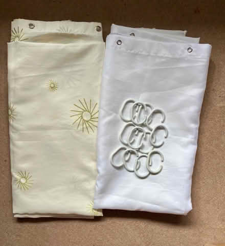 Photo of free 2 shower curtains with rings (Cookley DY10) #1