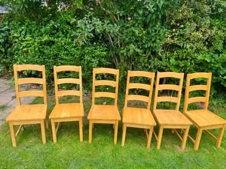 Photo of free 6 pine dining room chairs (Po215aa) #3