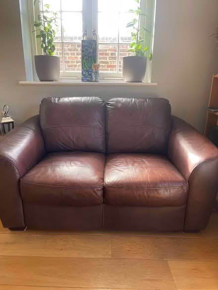 Photo of free Leather Sofa & Footstool (Yapton) #2