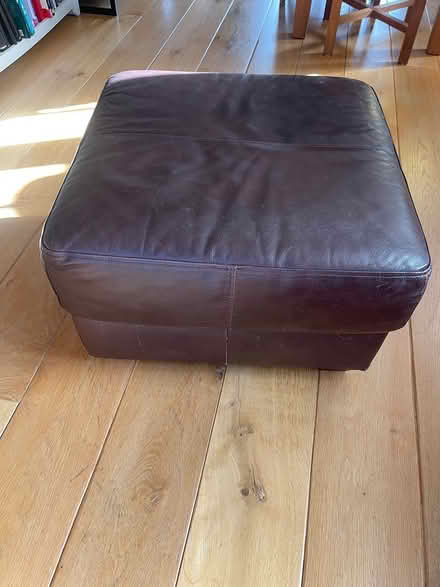Photo of free Leather Sofa & Footstool (Yapton) #3
