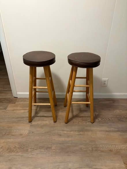 Photo of free Wooden Bar Stools with Padded Seats (Belmont, MA) #1