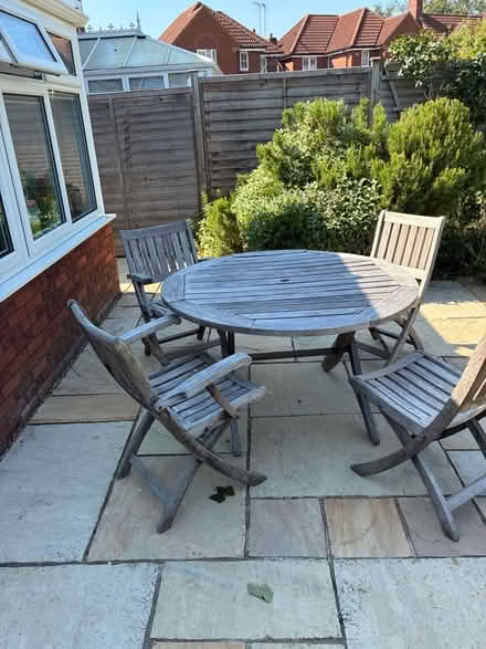 Photo of free Garden table and 4 chairs made of teak wood. . (Panshanger AL7) #2