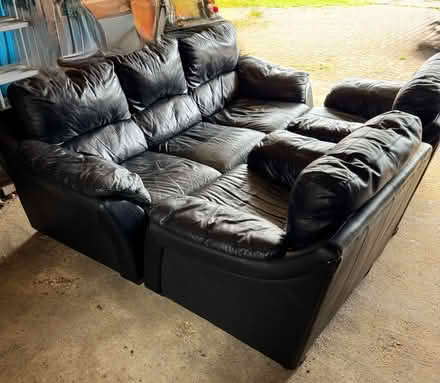 Photo of free Black Leather Sofa & Armchairs (Flamstead AL3) #2