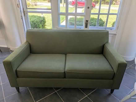Photo of free Ethan Allen Green loveseat (In Havertown near Kohls.) #1