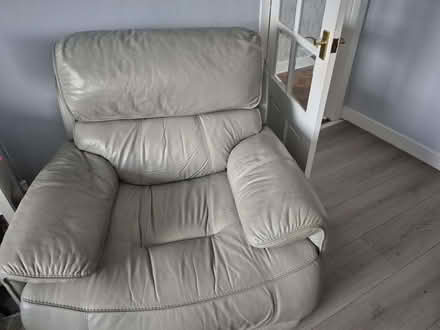 Photo of free 2 x 2 grey leather 2 seater sofas and a chair. T (Heysham LA3) #2